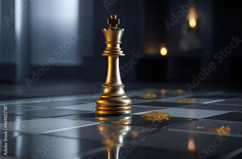 Calm Strategy Chess Game on Yellow Chessboard