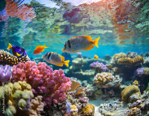 Underwater Tropical Corals Reef with colorful sea fish. Marine life sea world. Tropical colourful underwater seascape. © Beste stock