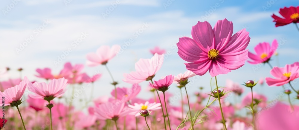 Cosmos flowers create an enchanting floral landscape