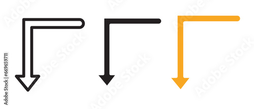 Turn Down arrow icon vector illustration
