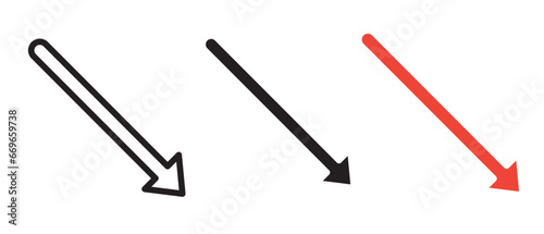 Down right arrow icon vector illustration