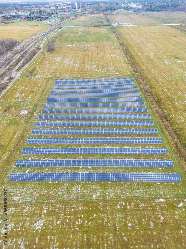Fototapeta premium Aerial View of a Photovoltaic Field