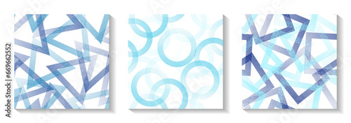 Seamless geometric vector patterns set with shapes of dots.