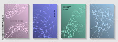Premium disco party posters. Curly waves meshwork backdrops. Openwork cover vector templates. Disco party posters and banners fluid wavy graphic design.