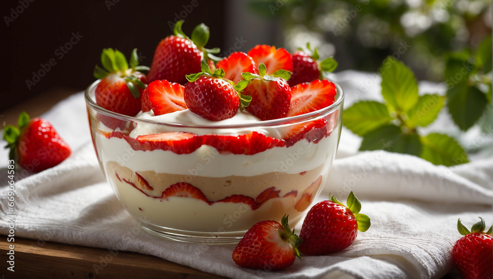 Delicious panna cotta with strawberries Delicious panna cotta with strawberries
