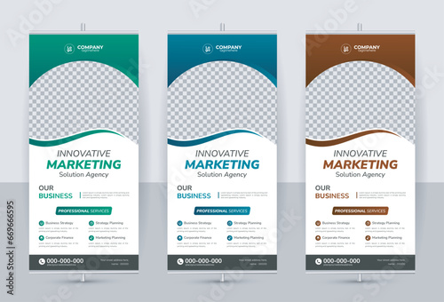 Modern creative business rollup banner design template / High eye caching rollup pullup banner design vector