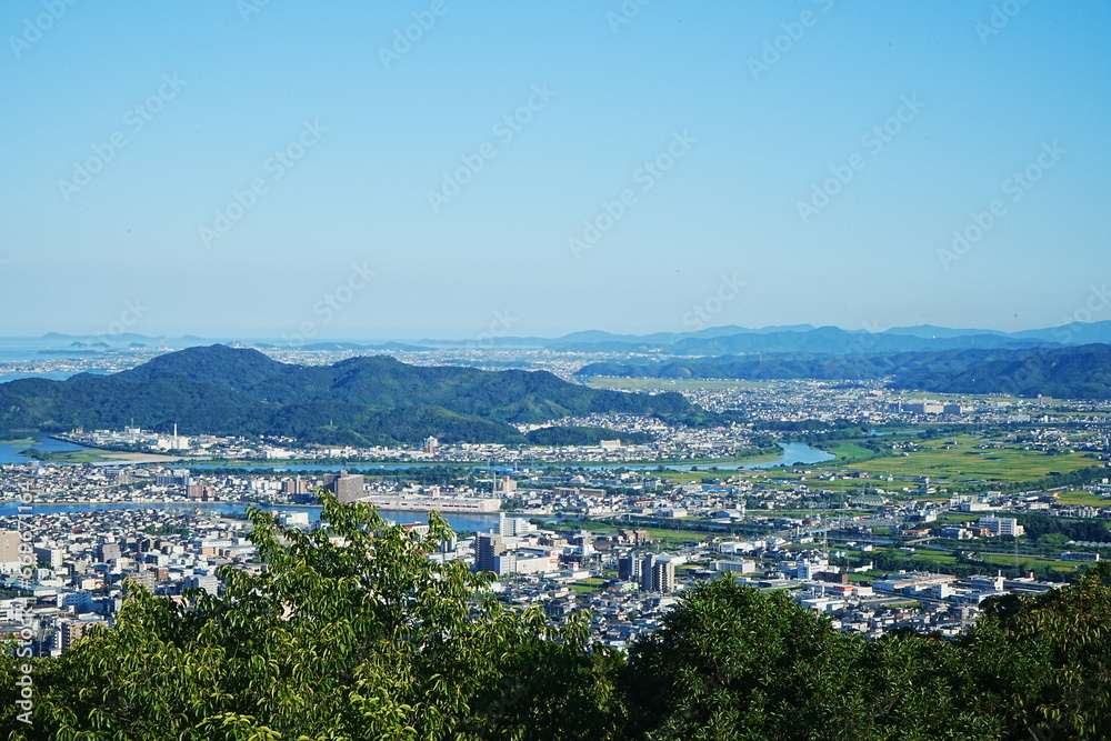 City view of Tokushima from Mt. Bizan in Tokushima, Japan - 日本 徳島 眉山からの街並み