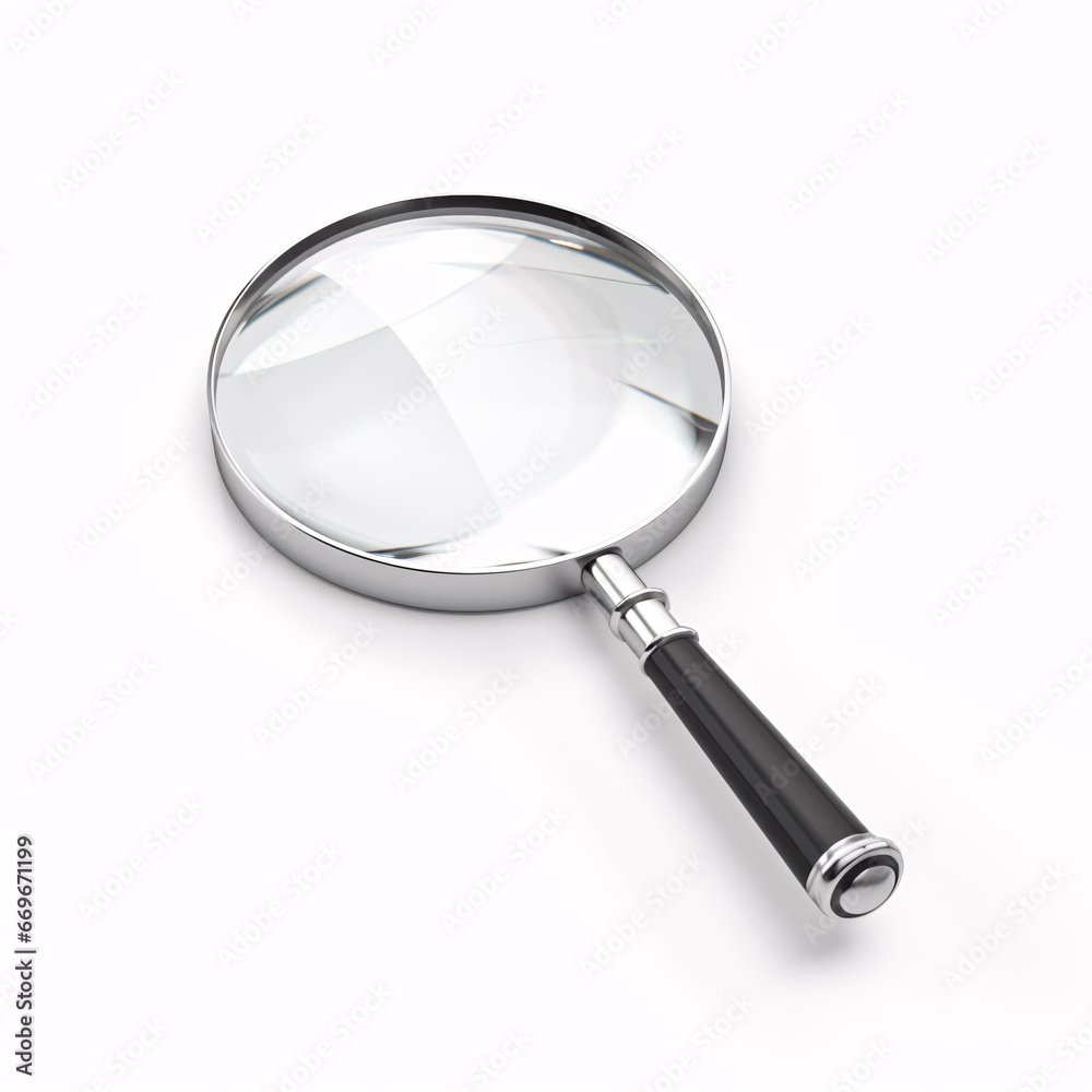 An Isolated Magnifier holding its handle on a White Backdrop. An Isolated Magnifier holding its handle on a White Backdrop.