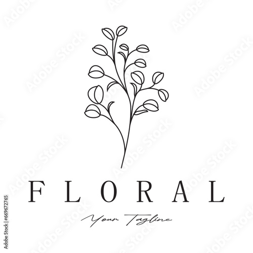 Elegant floral and leaf frame. Delicate botanical vector illustration for labels, spas, corporate identity, and wedding invitations