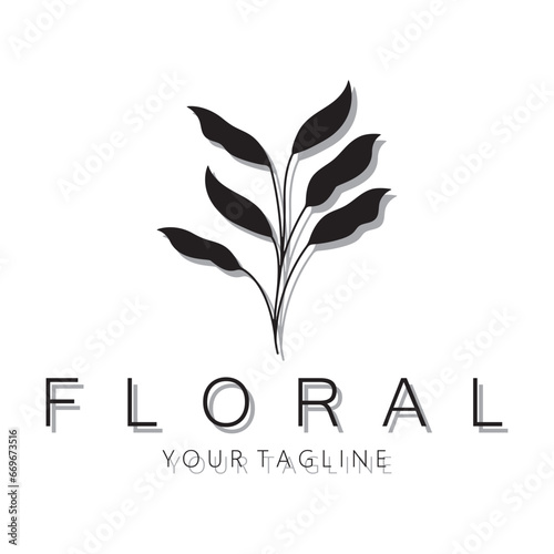 Elegant floral and leaf frame. Delicate botanical vector illustration for labels, spas, corporate identity, and wedding invitations