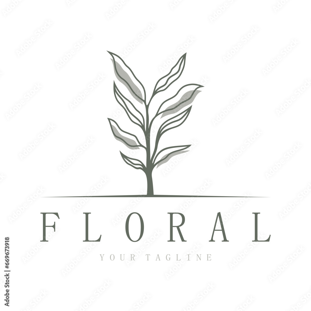Obraz premium Elegant floral and leaf frame. Delicate botanical vector illustration for labels, spas, corporate identity, and wedding invitations