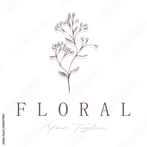 Elegant floral and leaf frame. Delicate botanical vector illustration for labels, spas, corporate identity, and wedding invitations