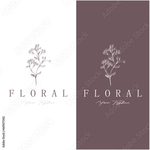 Elegant floral and leaf frame. Delicate botanical vector illustration for labels, spas, corporate identity, and wedding invitations