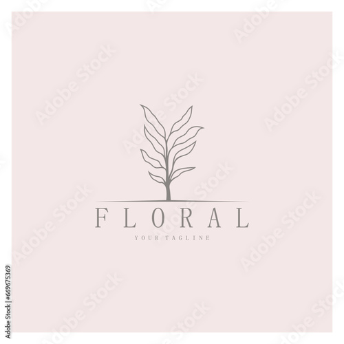 Elegant floral and leaf frame. Delicate botanical vector illustration for labels, spas, corporate identity, and wedding invitations