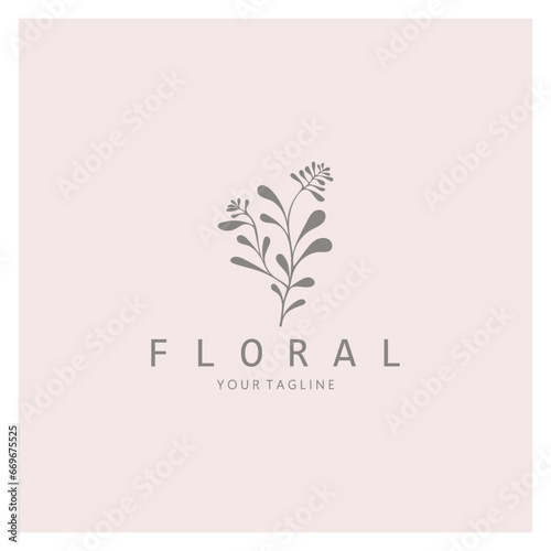 Elegant floral and leaf frame. Delicate botanical vector illustration for labels, spas, corporate identity, and wedding invitations