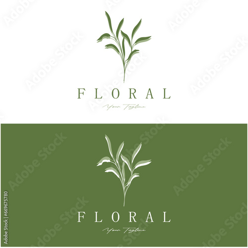 Elegant floral and leaf frame. Delicate botanical vector illustration for labels, spas, corporate identity, and wedding invitations