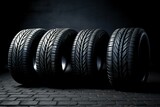 Car summer tires on a plain background. Generative AI