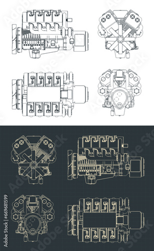 Turbo diesel engine blueprints