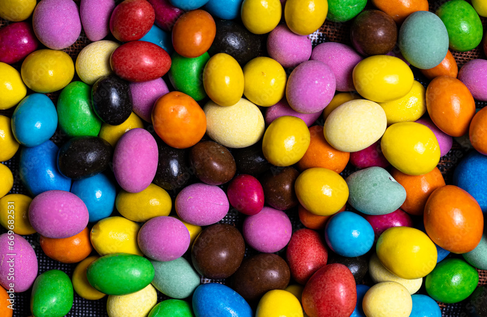 A Colorful Delight of Candy Eggs Nestled Together. A close up of a pile of candy eggs A Colorful Delight of Candy Eggs Nestled Together. A close up of a pile of candy eggs