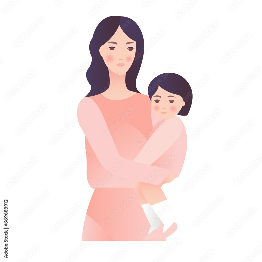 Baby And Woman With White Background Baby And Woman With White Background