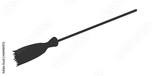 Witch's broom icon. Witchcraft attribute symbol design vector ilustration.