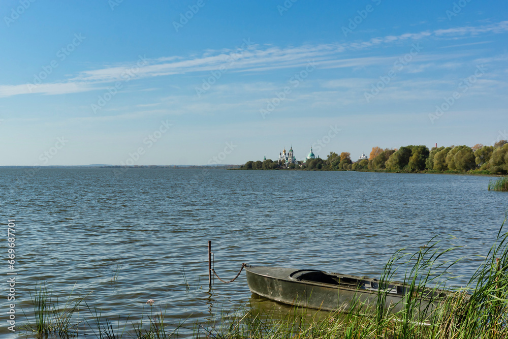 Rostov the Great, Russia - September 24, 2023: Dimitriev Monastery. Lake Nero, Golden Ring of Russia