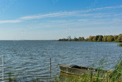 Rostov the Great, Russia - September 24, 2023: Dimitriev Monastery. Lake Nero, Golden Ring of Russia