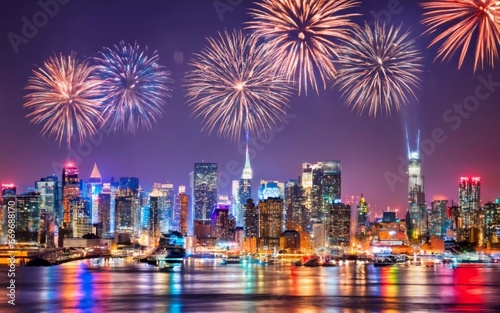New Year's Spectacular: Witness the Dazzling Grandeur of Cityscape Fireworks! © 47Media