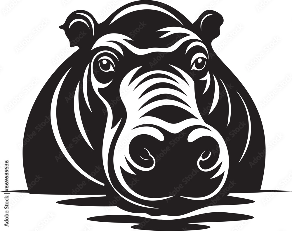 Hippo in African Savannah Vector Hippo Vector Adventure by the Lake
