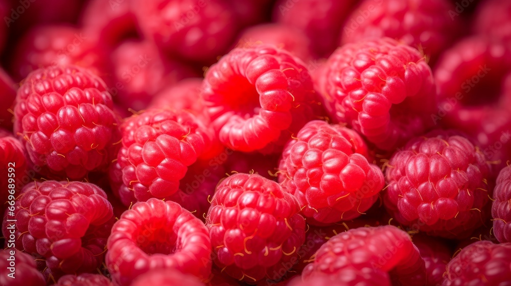 A background composed of fresh, juicy, and ripe raspberries, captured in striking macro photography with a shallow depth of field. A background composed of fresh, juicy, and ripe raspberries, captured in striking macro photography with a shallow depth of field.