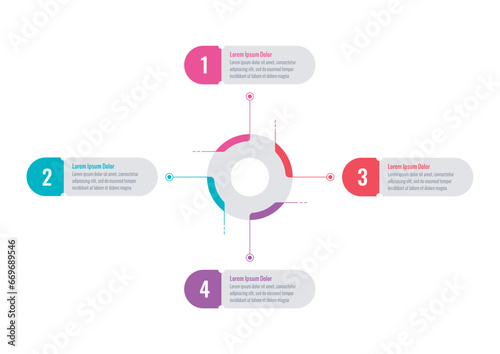 circular, geometric infographic template. four options infographic template. magazine, education, business, annual report, internet informational template