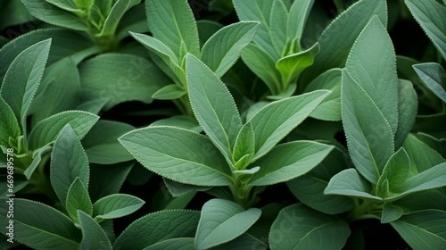 A green background of close Up Sage Herbs