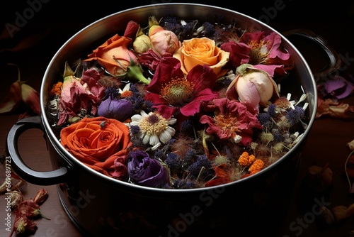 lovely potpourri in a container. Generative AI photo