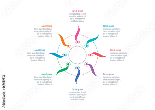 circular infographic template. eight step informational template. web, internet, magazine, business, annual report infographic template