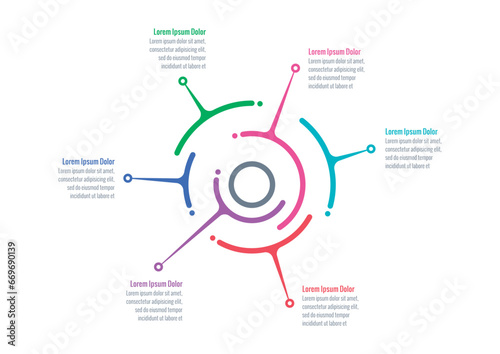 circular informational template. technological, futuristic infographic template. magazine, business, web, internet, annual report infographic template. six steps infographic template