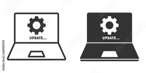 Laptop update icon. Vector illustration