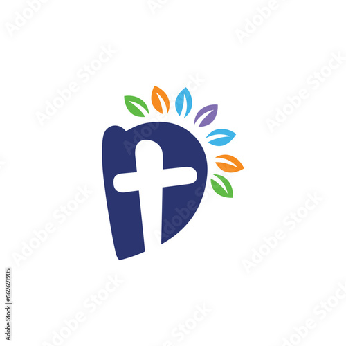 Letter D Kids Church Logo Design Template Inspiration, Vector Illustration.