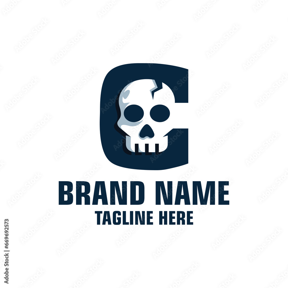 Letter C Skull Logo Design Template Inspiration, Vector Illustration. Letter C Skull Logo Design Template Inspiration, Vector Illustration.