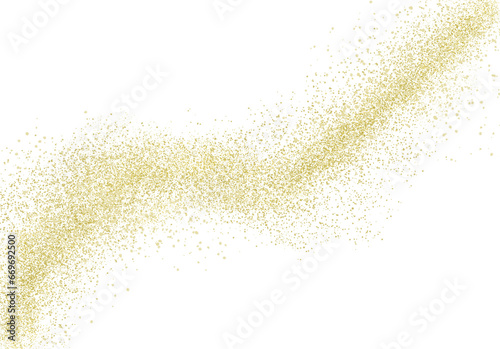 gold sequins on a transparent background in the shape of a wave, for decoration, holiday decor