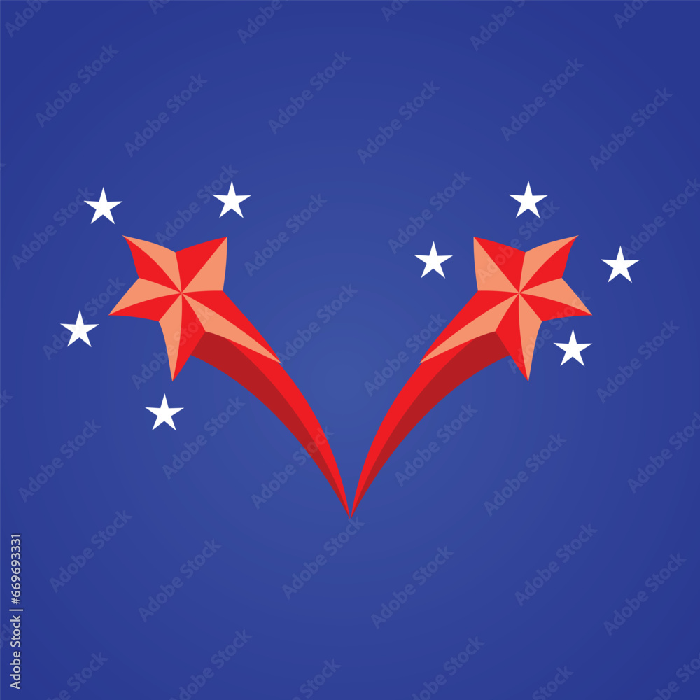 3d star vector with blue background