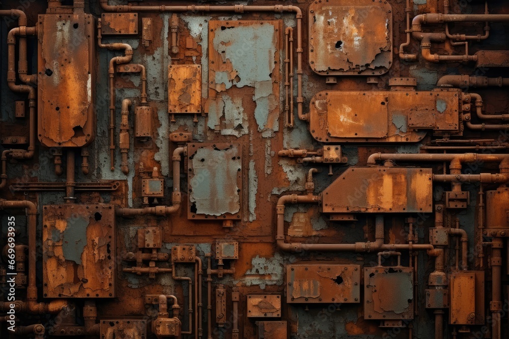 Rusty metal background. Rusty metal texture. Generative Ai