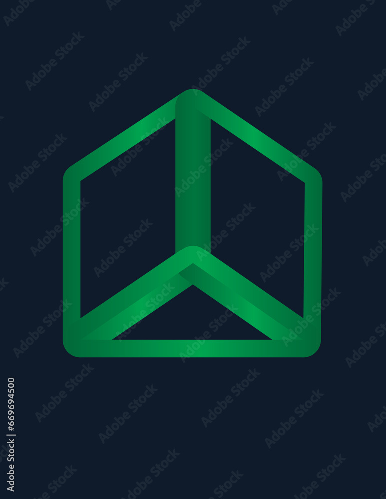 Geometric linear gradient green logo for your construction company Geometric linear gradient green logo for your construction company