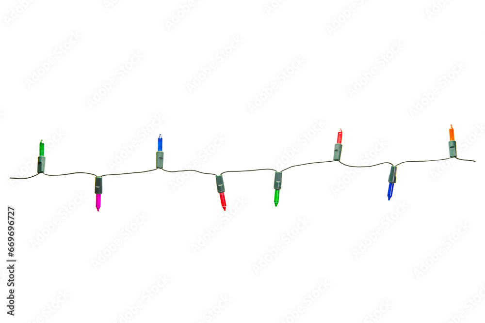 String of Christmas lights isolated on transparent background. . String of Christmas lights isolated on transparent background. .