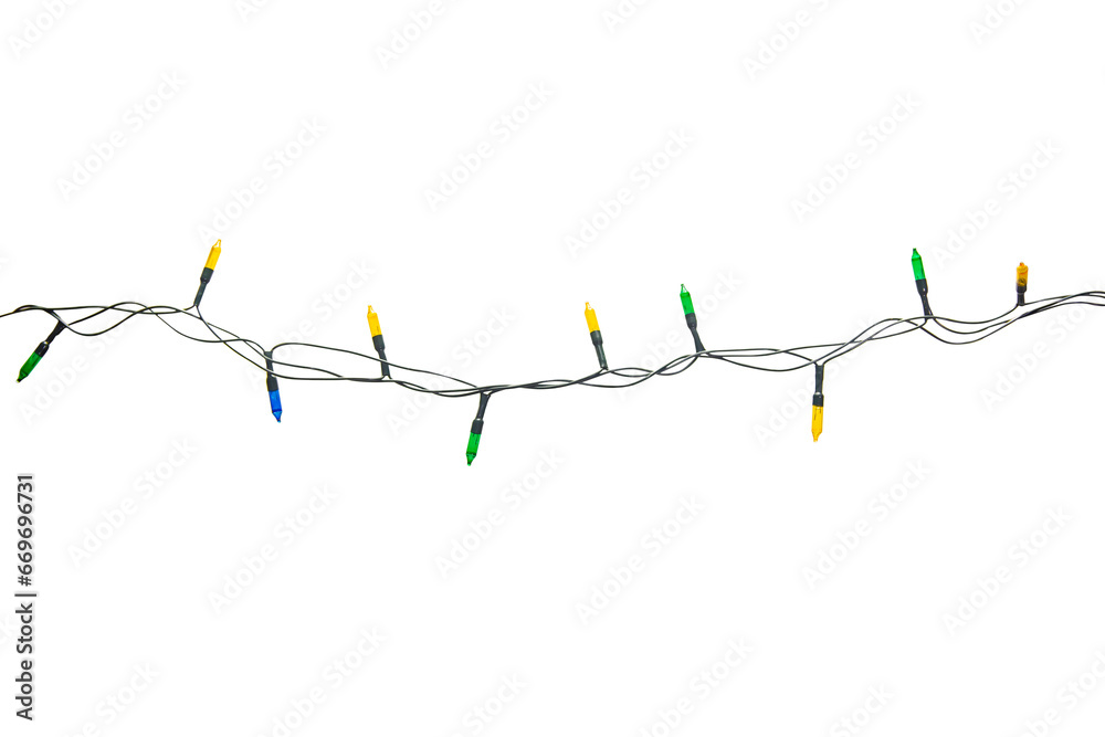 String of Christmas lights isolated on transparent background. . String of Christmas lights isolated on transparent background. .