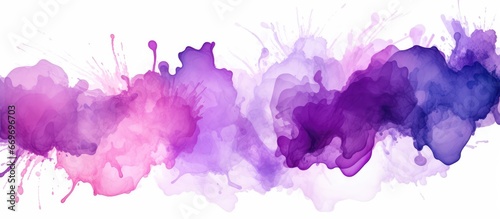 Purple toned isolated abstract watercolor background with liquid splatter