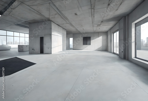 Modern house interior concrete interior  serious brutal daring style Generative AI