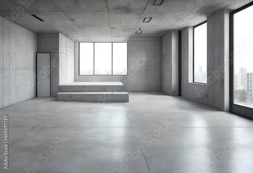 Modern house interior concrete interior  serious brutal daring style Generative AI