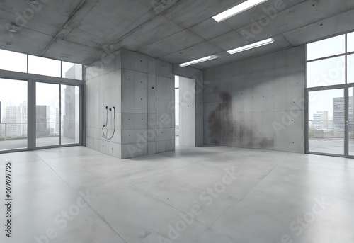 Modern house interior concrete interior, serious brutal daring style,Generative AI © LIUBOMYR