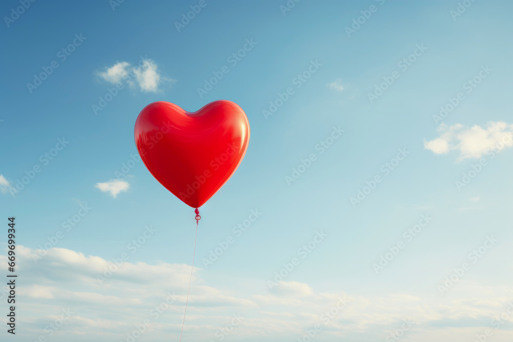 Love in the Air: Heart Balloon and Blue Sky
