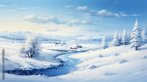 Beautiful winter illustration for background